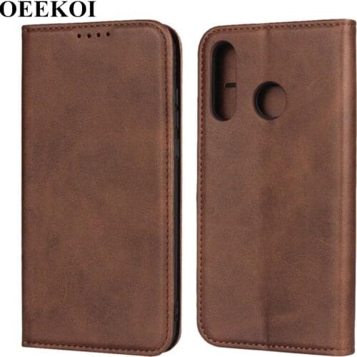 OEEKOI Calf Stripe Magnetic Snap Wallet Leather Case for Huawei P20 Lite 2019/Nova 5/Y9 2019/Y7 2019/Y5 2019/P30 Lite