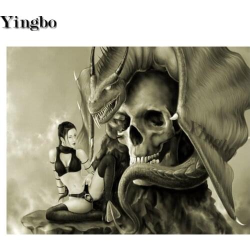 Full square round diamond 5d diy diamond painting Sexy woman skull mosaic Diamond Embroidery icon halloween decoration gift