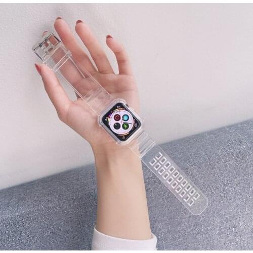 Sport belt for Apple Watch Band Series 1 2 3 4 5 6 se Rubber case for Iwatch Strap transparent 38mm 40mm 42mm 44mm