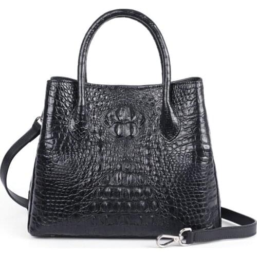 Luxury Genuine Women Crocodile Leather Totes Bag Elegant Ladies Party Handbag Office Work Real Leather Crossbody Shoulder Bags
