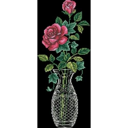Rose vase patterns Counted Cross Stitch 11CT 14CT DIY Chinese Cross Stitch Kits Embroidery Needlework Sets home decor