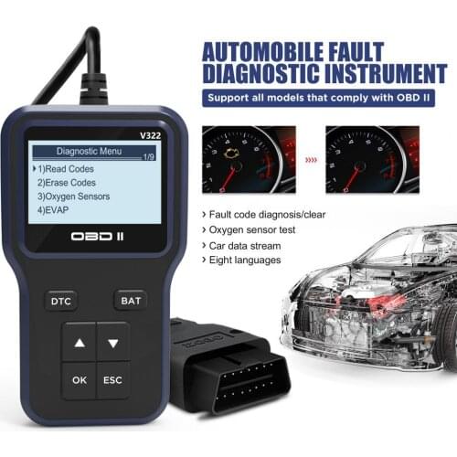 V322 Code Reader Multilingual Battery Voltage Detection ABS Fast Detection Engine OBD Diagnostic Scanner for Vehicle