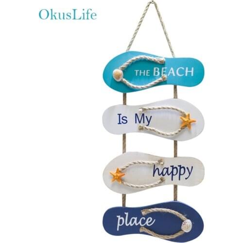 Nordic European Wall Hanging Pendants Marine Style Home Baby Bedroom Decoration Mediterranean Design Beach 4 slippers Old Made