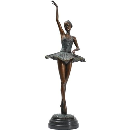 Modern Western Ballerina Dance Statue Bronze Flirting Swans Delicate Ballet Girl Sculpture Art Home Decor Ornament Large