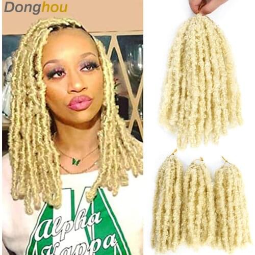 613 Blonde Butterfly Locs Crochet Hair 12inch Ombre Bob Butterfly Distressed locs Hair Pre Looped Short Soft locs Crochet Braids