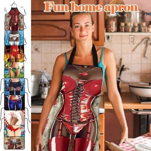 Adult Household kitchen Apron Fun Printing Household Cleaning Apron BBQ Cooking Uniform Clean tools kitchen cooking Supplies