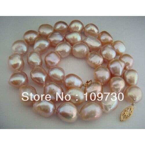 Jewelry 001829 18"10-12mm natural south sea pink pearl necklace
