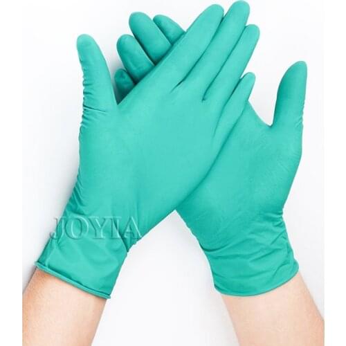 100 Pcs Disposable Gloves Green Synthetic Nitrile Latex Free and Powder Free Glove S M L For Women Men Workplace Family Use