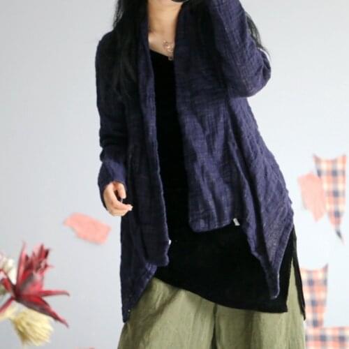 Women Rough Linen Solid Color Irregular Length Jackets Outerwear Coat Female 2020 Spring Autumn Short Coat Female Jacket