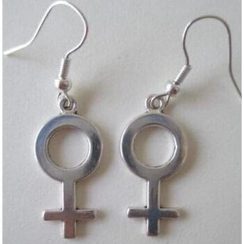 Female Symbol Vintage Dangly Earring Feminist Symbol Charm Hook Drape Earring DIY Fashion Women Jewelry Gifts