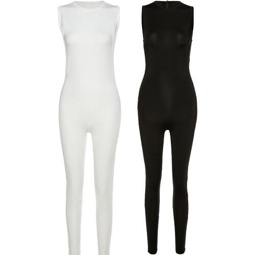 Womens Jumpsuit Solid Sleeveless Slim Rompers Ladies Fitness Sportwear Breathable Skinny Slim High Waist Sportsuit Running