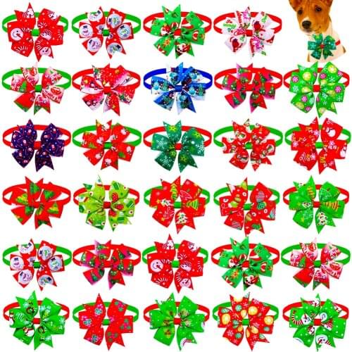 200pcs/Lots Christmas Cat Dog Bow Ties Adjustable Pet Puppy Dog Bowties Dog Collar Dog Neck ties Wholesale Pet Supplies