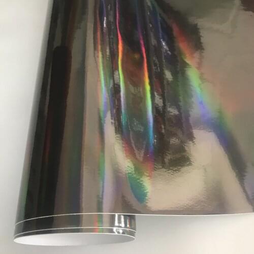 Premium Silver Black Holographic Laser Chrome Vinyl Film Laser Plating Car Wrap Sticker Foil With Air Bubble Free