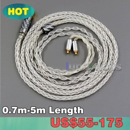 8 cores 99.99% Pure Silver Earphone Cable For Shure se535 se846 MMCX 5 6 8 10 12 20 BA Custom LN006247