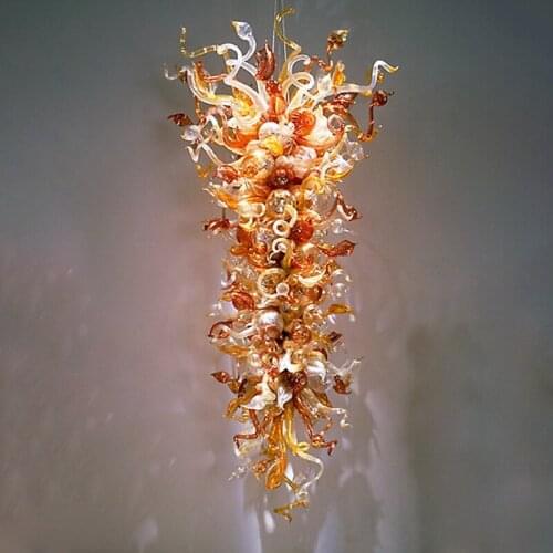 Antique Chandelier Chihuly Light Fixtures Lamp 54 Inches Art Decor LED Hand Blown Glass Long Chandeliers for Staircases