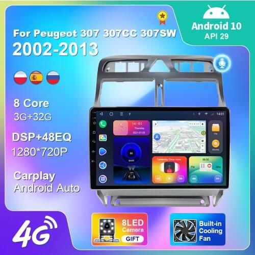 For Peugeot 307 307CC 307SW 2002-2013 Car Radio Android Multimedia Stereo Player Navigation Autoradio Android Auto 2din Carplay