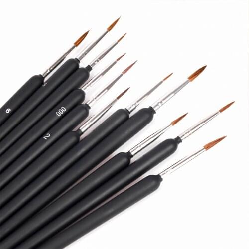 Detail Paint Brushes Set of 10 Fine Detail Brush Set for Miniature Models and Canvases Synthetic Bristles Small Paint Brushes