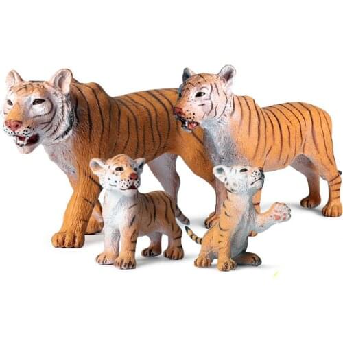 Wild Animal Action Figures Kids Plastic Toys Simulation Tiger Family Animals Figure Collectible Toys