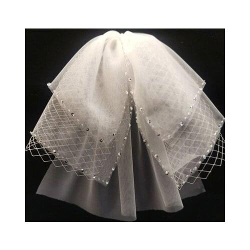 Velo de novia sencillo y elegante, velo de tul de una capa de marfil, accesorios de novia, velo corto de mujer