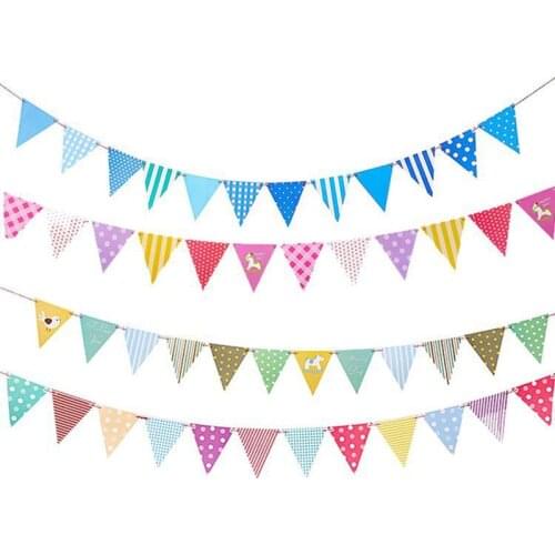 Colorful Paperboard Bunting Flags Happy Birthday Banners Baby Shower Decoration Kids Pendant Home Decor Party Supplies Crafts