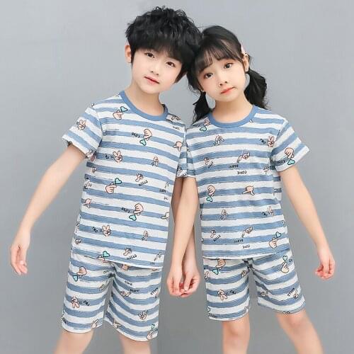 Toddler Cotton Pajama Set Baby Boy Kids Pyjama Summer Boys Sleepwear Shirt+Shorts Nighties Homewear Sunsuit Comfortable Clothing