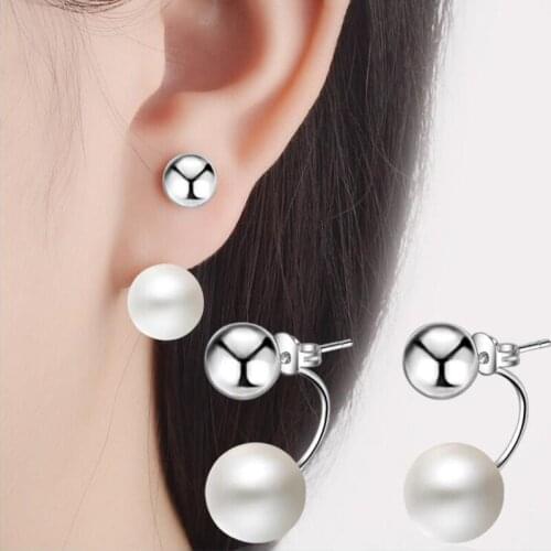 KOFSAC New Simple Korean Temperament Pearl Dual Use Earring Jewelry Fashion Sterling Silver 925 Earrings For Women Party Gifts