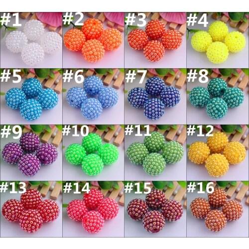 Kwoi vita Random Mixed Colorful AB 20mm 100pcs/lot resin Imitation pearl round loose bubblegum beads for necklaces making