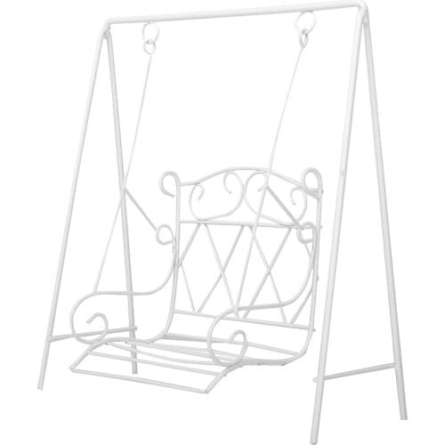 1/12 Scale Dollhouse Miniature Garden Metal Swing Rocking Chair White Dolls House Decor