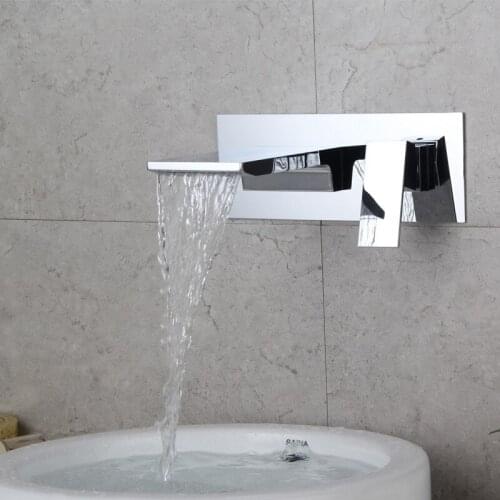 Wall mounted Chrome brass bathroom sink faucet cold hot water basin sink faucet high quality waterfall tap faucet