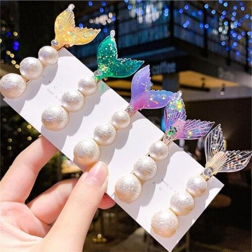 New Korean Fashion Pearl Fish Hairpins Women Hair Clips Pin Barrettes Accessories Girls Hairclip Hairgrip Headdress Headwear