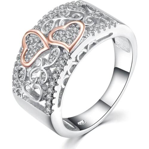New 925 Sterling Silver Ring Love Heart Zircon Ring Female High Jewelry Gift