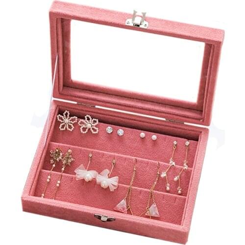 New Fashion Pink Velvet Jewelry Display Jewelry Storage Manager Earring Organizer Jewelry Box Storage Box