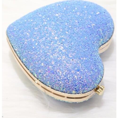 Solid Shinny Evening Bags Women Sequined Clutch Bag Heart Shape Shell Clutches Fashion Party Wedding Small Pouch Purse