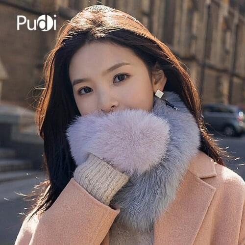 Pudi SF772 Winter New Fashion Splicing Fox Real Fur Scarf Genuine Fox Fur Ring Collar Comfortable Warm Scarves