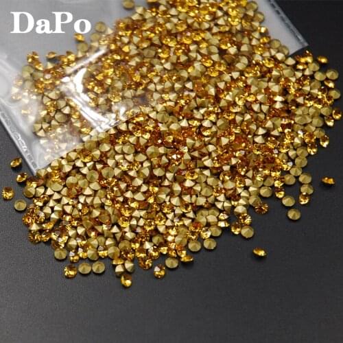 Size SS4-SS30 Topaz Color Pointed Back Chaton Rhinestones Loose Glass Crystal Good Quality For Jewelry Making