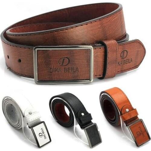 Men Luxury Leather Automatic Buckle Belt Waistband Casual Waist Strap Belts XX9D