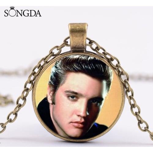 SONGDA Fashion Superstar Nostalgic Necklace Rock'n'roll Singer Glass Photo Dome Pendant Jewelry Fans Souvenir Man Women Gifts