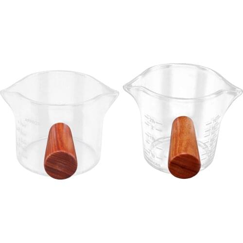 Milk Cup High Borosilicate Glass Coffee Supplies Measuring Glass with Wooden Handle for Kitchen for Home