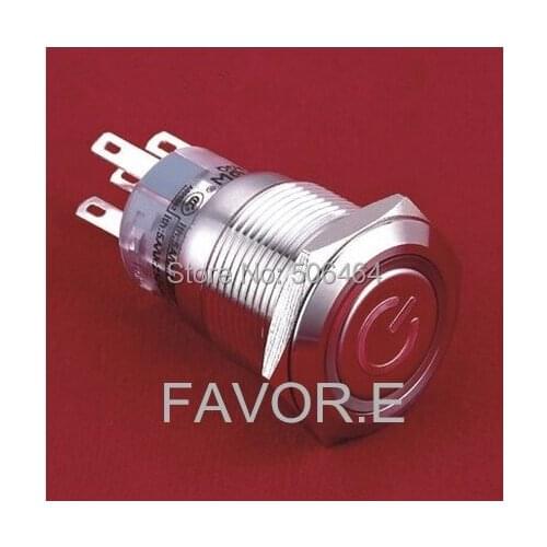 * LED Stainless steel 19mm IP67 5A/250VAC 2NO 2NC POWER signs ring illuminated latching metal Push Button Switch