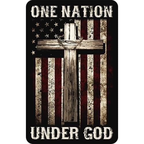 One Nation under god Cross flag Reflective Car Sticker Decal