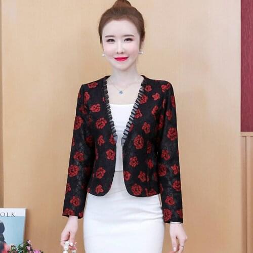 Summer Spring Women Full Sleeve Anorak V Neck Shawl Coat Thin Sun Protection Bolero Lace Rose Floral Cardigan Jacquard Jacket
