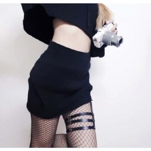 Leather Garter Belt Stocking Sexy Suspender Erotic Lingerie Waistband Chain Belt Women Leg Strap Harness Bondage