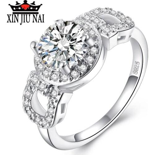 Top Quality Female Luxury Full Zircon Ring 925 Silver Jewelry For Women Wedding Engagement Rings Bijoux Engagement birthday ring