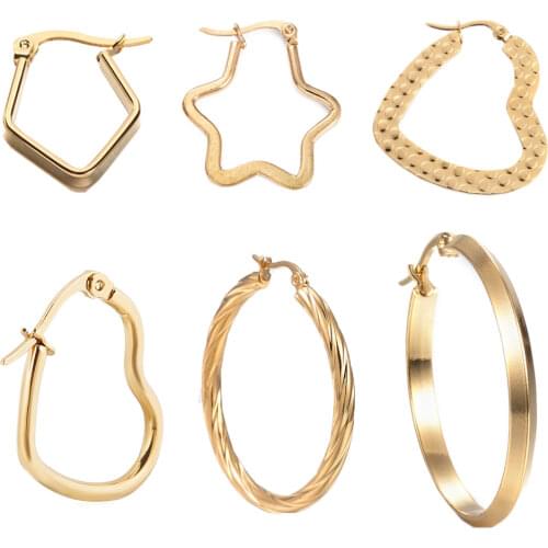 304 Stainless Steel Big Hoop Earrings For Women Fashion jewelry Golden