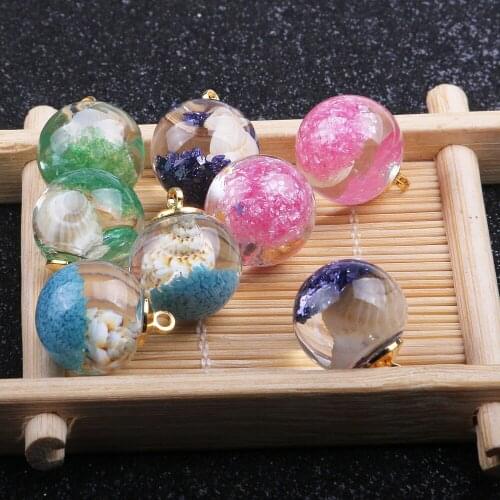 10pcs Color Bottle Pendant Ocean Series Conch Round Transparent Glass Charm for Jewelry Making DIY Earrings Necklace Accessories
