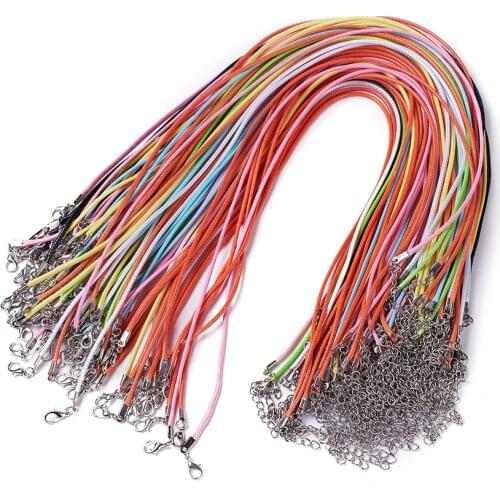 10pcs Adjustable Waxed Cord 2mm Braided Rope String Chains with Lobster Clasps for Necklace Bracelet Jewelry Making Supplies