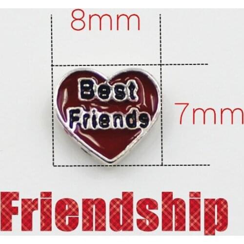 20Pcs/lot Friendship Heart Floating Charms Hand-made DIY for Glass Lockets