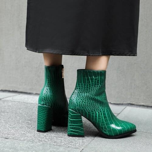 2021 High quality women ankle boots sexy new pointed toe zipper female thick high heels chelsea female boots shoes big size 43