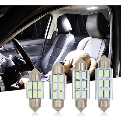 300pcs/lot 31 36 39 41mm SJ 5630 6SMD 6LED Canbus LED OCB Festoon Lights License Plate Aluminum shell Dome Reading Bulb NO ERROR