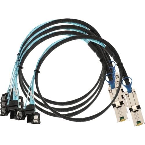 4x External SFF-8088 Male TO 4x SATA 7Pin Socket Latch Data Adapter Cable 1M